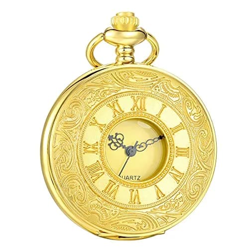 LYMFHCH Vintage Roman Numeral Pocket Watch with Chain | 46mm Case Diameter thumbnail 6