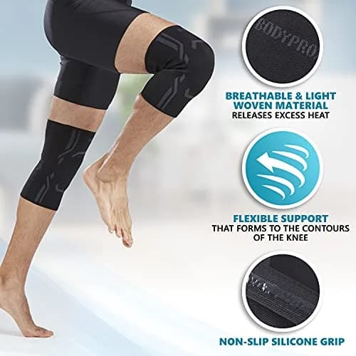 Bodyprox Knee Compression Sleeve for Men and Women (2 Pack) | Running & Workout Support thumbnail 3
