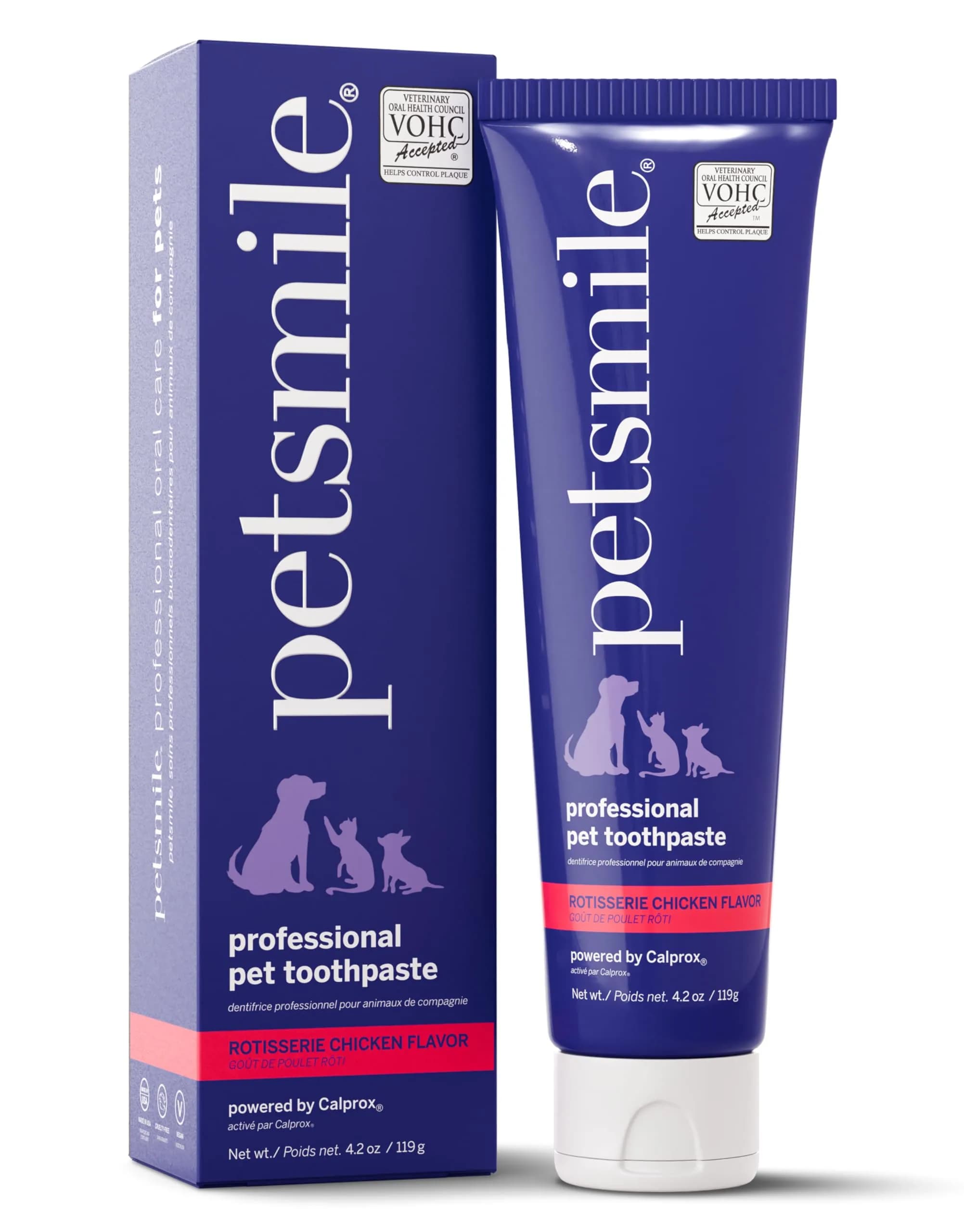 Petsmile VOHC Accepted Toothpaste Rotisserie Chicken 74g (2.5 Oz) | Vet-Approved Pet Dental Care for Dogs & Cats — 4.2 Ounce