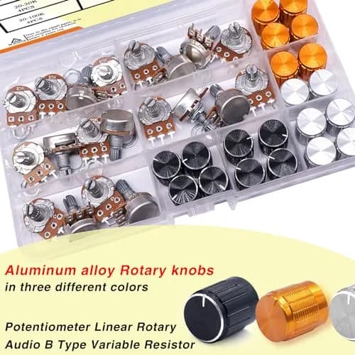 Taiss Potentiometer Kit 80PCS | Single Linear Taper Rotary Audio Components for Audio & Household Use thumbnail 4