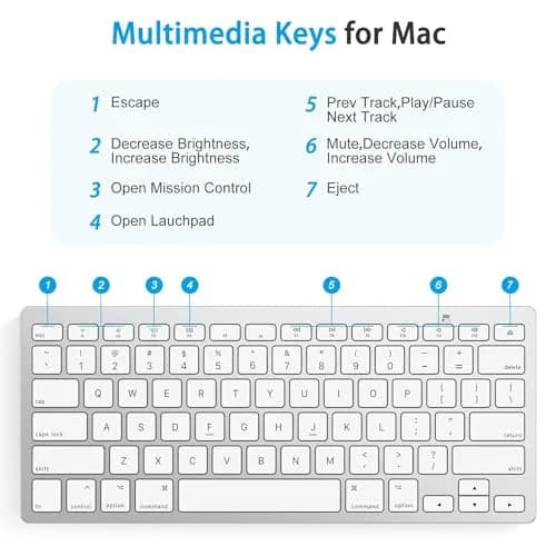 OMOTON Bluetooth Keyboard for Mac ONLY, Compact Wireless Keyboard 285mm x 120mm x 21.8mm | Mac OS X 10.10+ Compatible thumbnail 7