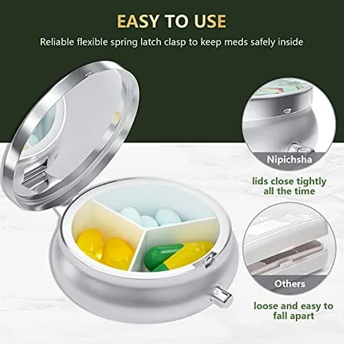 Nipichsha Pill Box Small Portable Medicine Organizer Graceful Peony | Compact, Sturdy & Stylish thumbnail 6