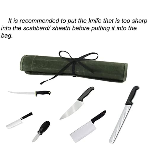 JOINDO Waxed Canvas Chef Knife Roll Bag with 6 Slots (Green) | Heavy Duty Kitchen Knife Pouch Holder thumbnail 2