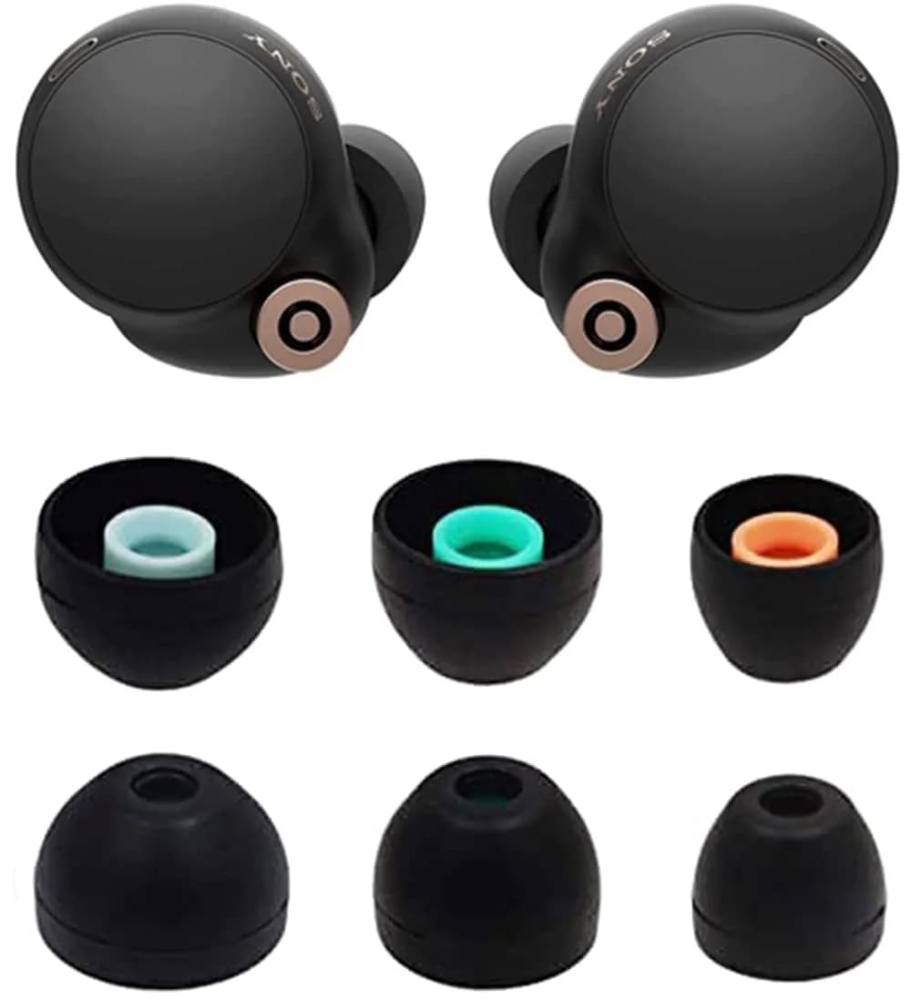 ALXCD Black Silicone Eartips for Sony WF-1000XM4 & WF-1000XM5 Earbuds | S/M/L 3 Pairs - main product image