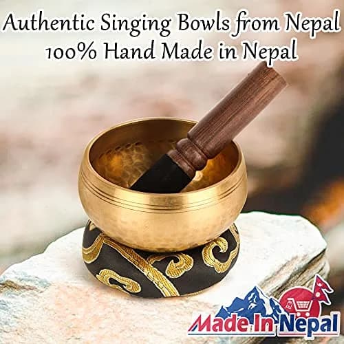 Relaehih Tibetan Singing Bowl Set 8.2 cm (3.15 Inch) | Hand-Hammered Nepal Meditation Chakra Sound Bowl thumbnail 7