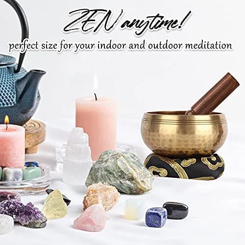 Relaehih Tibetan Singing Bowl Set 8.2 cm (3.15 Inch) | Hand-Hammered Nepal Meditation Chakra Sound Bowl thumbnail 4