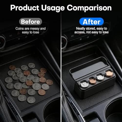 SINGARO Coin Holder for Car, Coin Change Organizer Compatible with Coins of Different Sizes, Dash-Mounted Holder Suitable for Most Cars, Trucks (Black) | Modern, Water-Resistant thumbnail 5