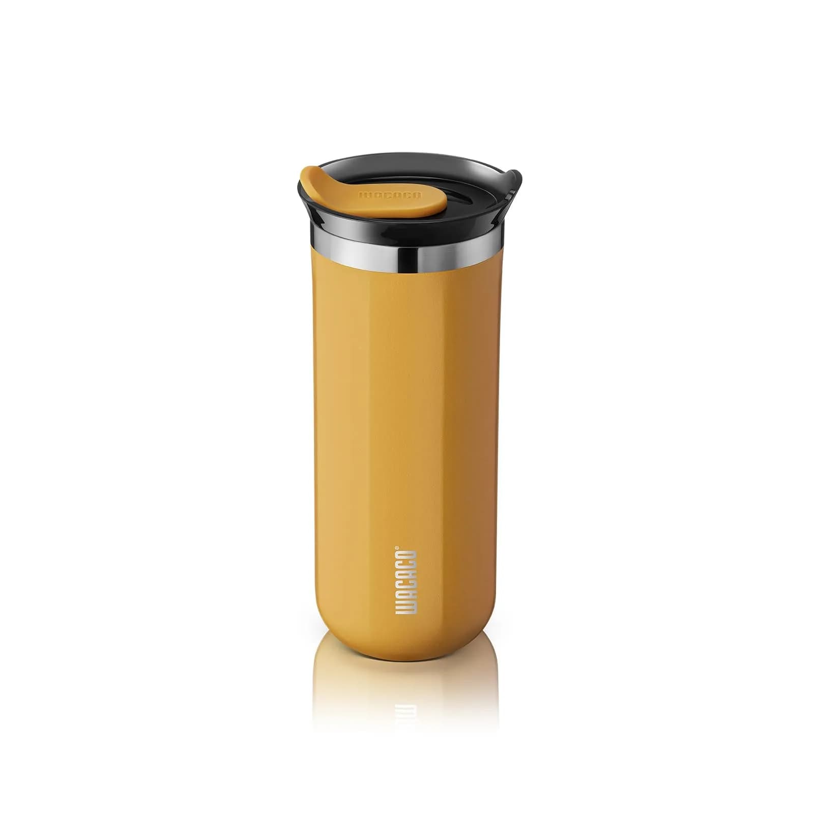 WACACO Octaroma Grande Vacuum Insulated Coffee Mug 435ml (15 fl oz) | Amber Yellow Travel Tumbler with Leak-Proof Lid