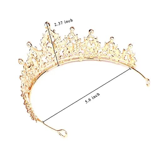 CAVETEE Champagne Gold Crowns for Women 15cm x 5.8cm | Luxurious Baroque Queen Tiara thumbnail 3