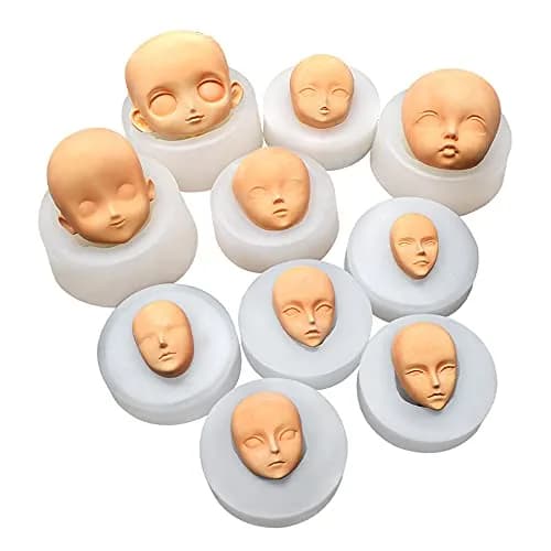 Cestony 10Pcs Human Face Silicone Molds | DIY Cake Fondant Biscuit Sugar Pudding Chocolate Hard Candies Dessert Candle Decor Polymer Clay thumbnail 1