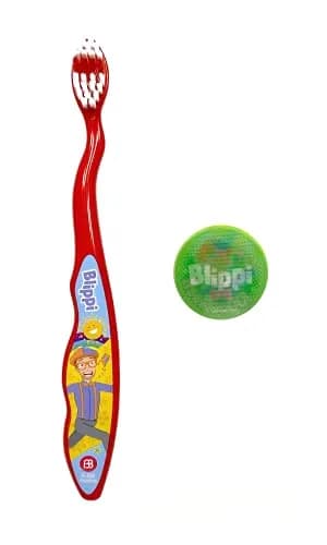 Brush Buddies Blippi Kids Toothbrush with Travel Cap | Soft Bristle, Multicolor, 2 Count thumbnail 3