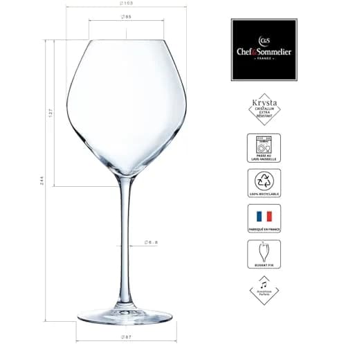 Chef & Sommelier Cheer Up Collection 6 Red Wine Glasses 55 cl | Modern, Elegant & Heavy Duty thumbnail 5