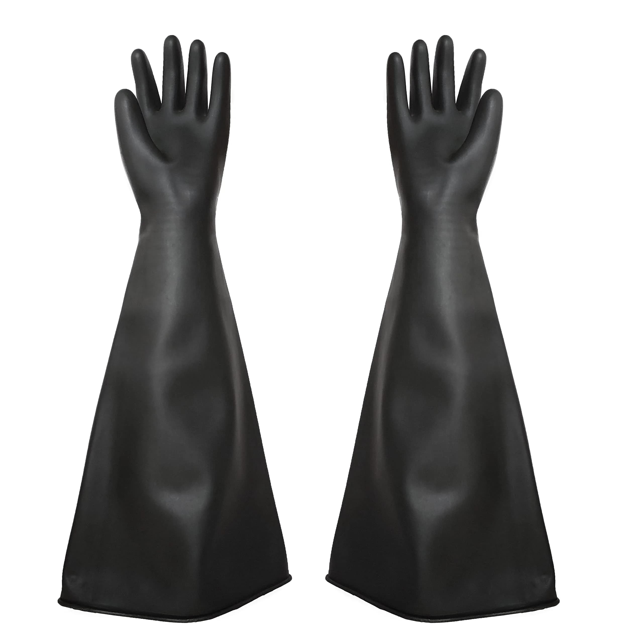 HOLDWIN Heavy Duty Sandblasting Gloves Rubber Gloves for Sandblaster Protective Safety Work Black Striped 24.8" | High Wear Resistance — Black 27.5" Gloves