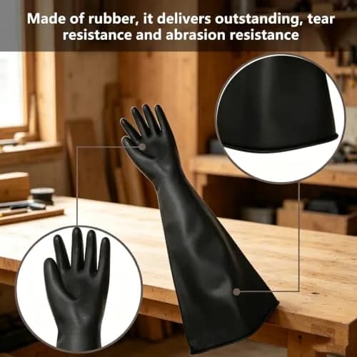 HOLDWIN Heavy Duty Sandblasting Gloves Rubber Gloves for Sandblaster 27.5" | High Wear Resistance & Safety thumbnail 4