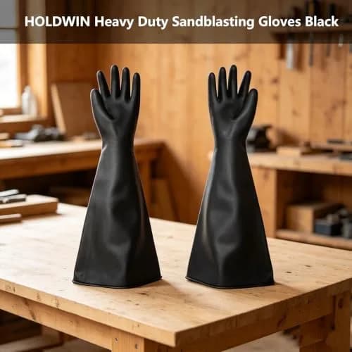 HOLDWIN Heavy Duty Sandblasting Gloves Rubber Gloves for Sandblaster 27.5" | High Wear Resistance & Safety thumbnail 2