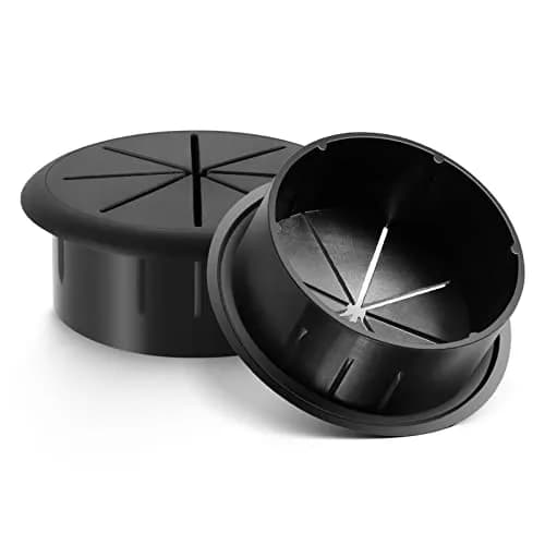 HYCC Black 2 Pack 2 Inch Flexible Desk Grommet | Organizes Wires Effectively thumbnail 3