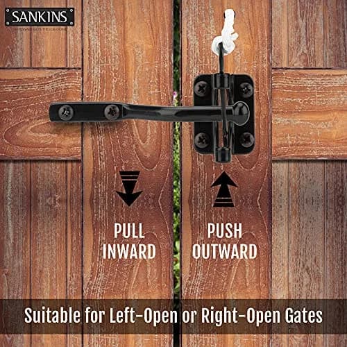 SANKINS Self Locking Gate Latch for Wooden Fence with Pull String | Heavy Duty, Lockable, Easy Install thumbnail 7