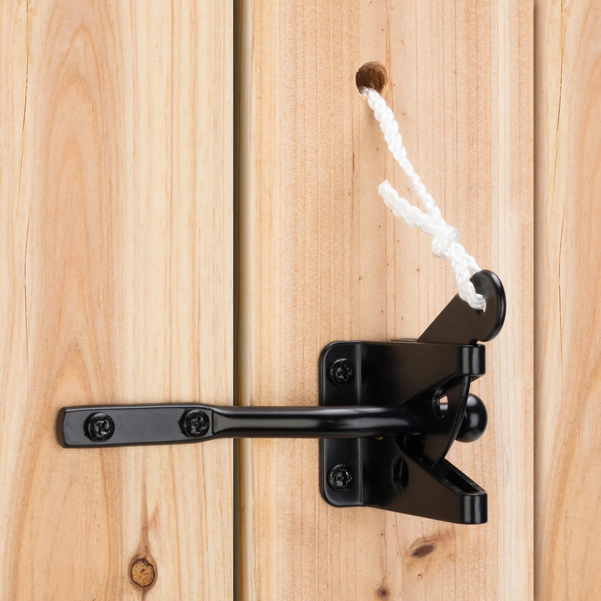 SANKINS Self Locking Gate Latch for Wooden Fence | Gravity Lever Lock, 1pcs, Heavy Duty Iron — With Pull Ring