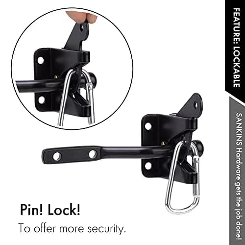 SANKINS Self Locking Gate Latch for Wooden Fence with Pull String | Heavy Duty, Lockable, Easy Install thumbnail 3