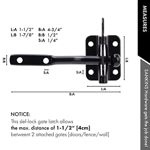SANKINS Self Locking Gate Latch for Wooden Fence with Pull String | Heavy Duty, Lockable, Easy Install thumbnail 4