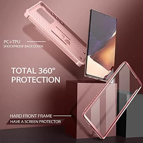 Dexnor Rose Gold 5G Case for Samsung Galaxy Note 20 Ultra 6.9 inches | Built-in Screen Protector & Kickstand thumbnail 3