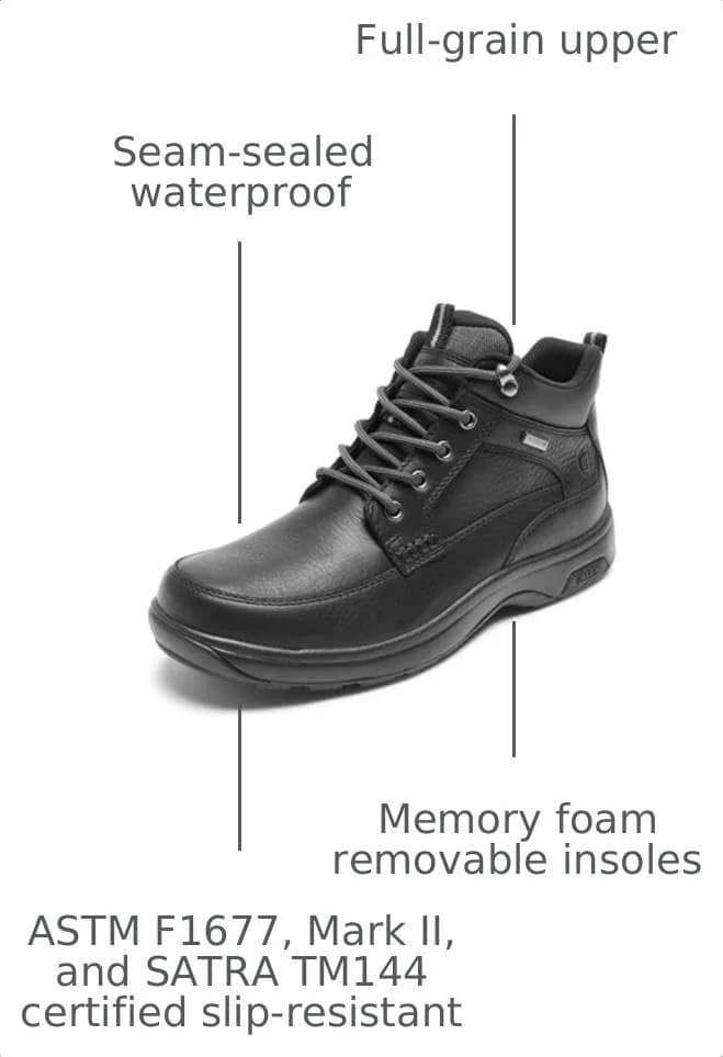 Dunham Men's 8000 Mid Boot Ankle, Black Leather, 11 X-Wide | Waterproof, Slip-Resistant & Extended Fit thumbnail 2