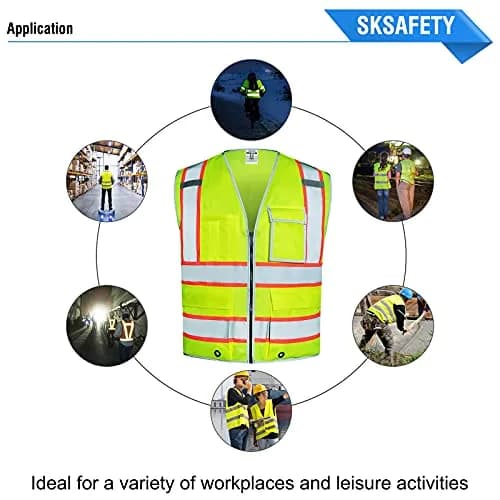 SKSAFETY Class 2 High Visibility Safety Vest XL | ANSI/ISEA 107-2020 Compliant with 360° Reflective Strips thumbnail 8