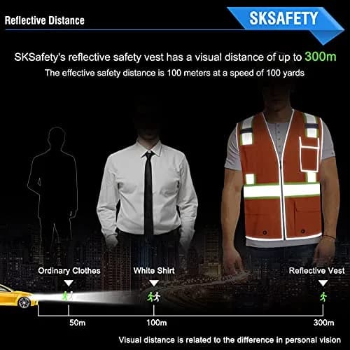 SKSAFETY High Visibility Class 2 Safety Vest Orange 2XL | ANSI/ISEA 107-2020 Compliant thumbnail 3