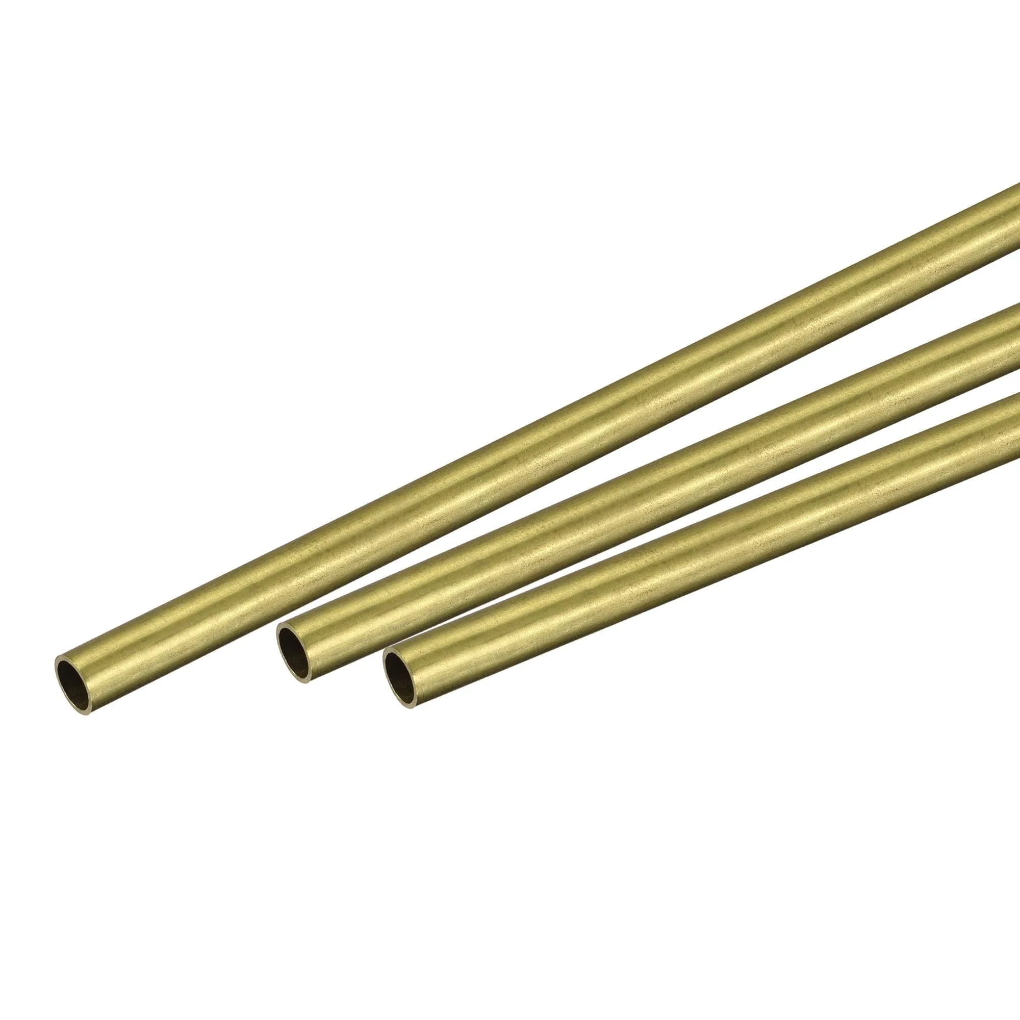 uxcell Brass Round Tube 6mm OD 0.5mm Wall Thickness 200mm Length Pipe Tubing (3 Pcs) - main product image