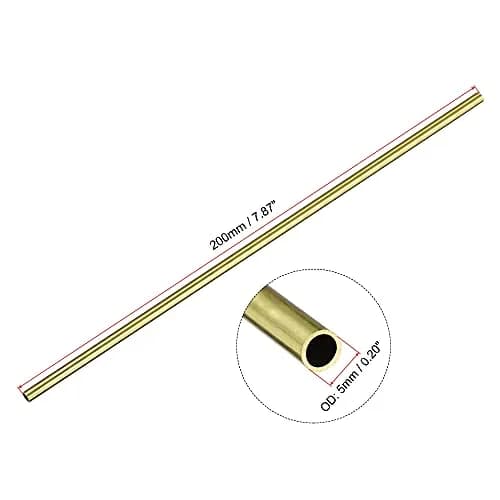 uxcell Brass Round Tube 5mm OD 0.5mm Wall Thickness 200mm (7.87") Length Pipe Tubing (3 Pcs) thumbnail 2