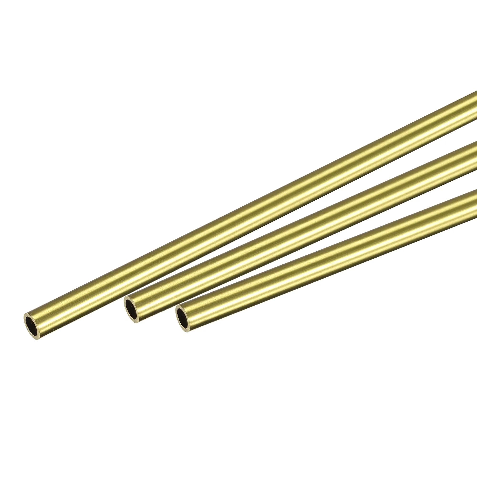 uxcell Brass Round Tube 6.5mm OD x 0.25mm Wall x 300mm Length Pipe Tubing (3 Pcs) | Precision Metal Tubing for DIY & Industrial Use — 4mm x 0.5mm x 200mm