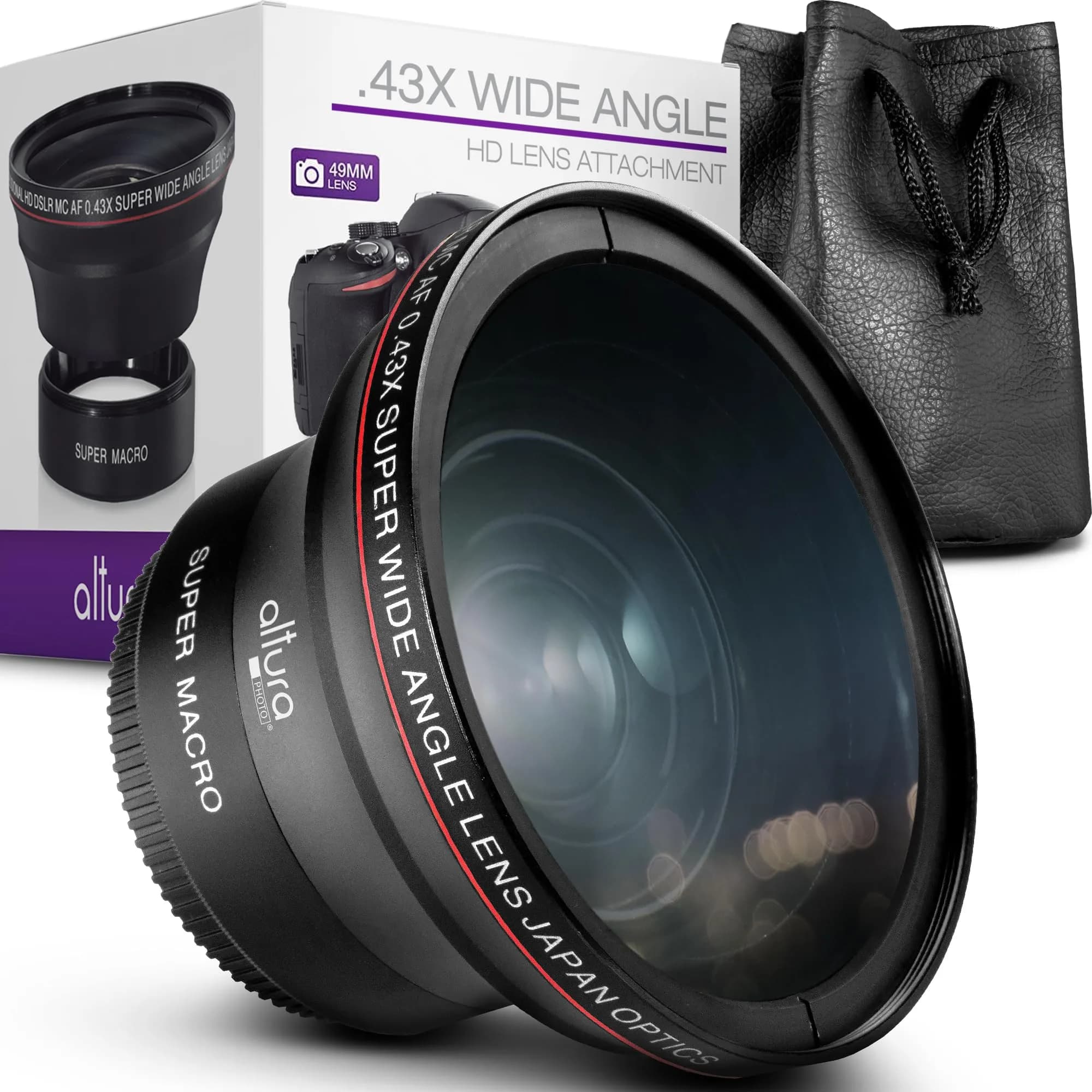 Altura Photo 58mm Wide Angle Lens with Macro | 0.43x Optical Zoom — 49MM