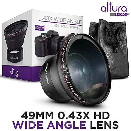 Altura Photo 49mm Wide Angle Lens with Macro for Canon EOS M50, R100 | 0.43x HD Coating thumbnail 4