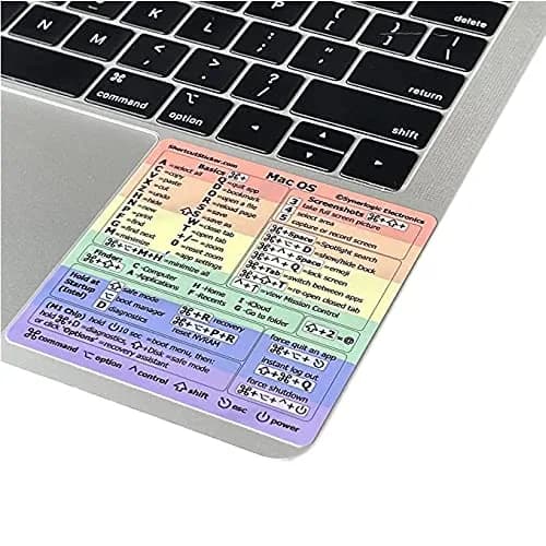 Synerlogic Mac OS Shortcuts Sticker | Laminated Vinyl MacBook Cheatsheet for macOS | Rainbow Edition (3.25 x 3.25 inches) thumbnail 1