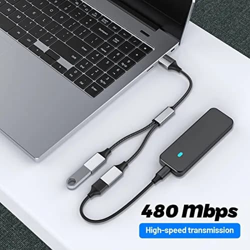 MOGOOD Dual USB 2.0 Port Extender Hub with Aluminum & Nylon Braided Cable | 480 Mbps Data Transfer thumbnail 5