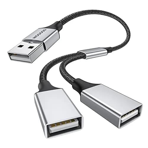 MOGOOD USB Splitter 1 in 2 Out, Dual USB-A Port Adapter with 1.5A Power Output | Connect Two Devices Instantly thumbnail 1