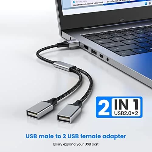 MOGOOD USB Splitter 1 in 2 Out, Dual USB-A Port Adapter with 1.5A Power Output | Connect Two Devices Instantly thumbnail 2