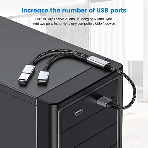 MOGOOD USB Splitter 1 in 2 Out, Dual USB-A Port Adapter with 1.5A Power Output | Connect Two Devices Instantly thumbnail 3