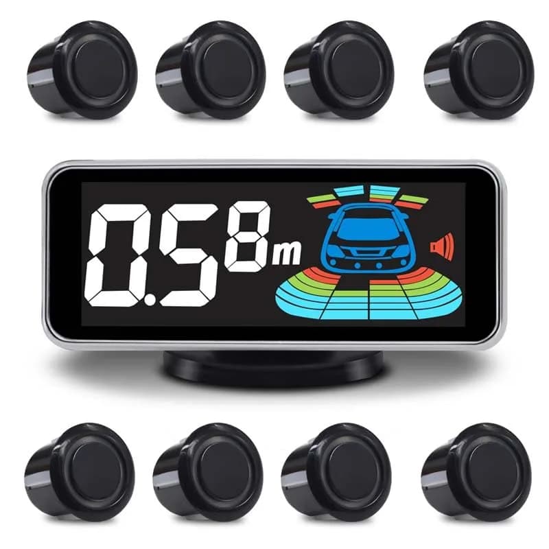 ELSNU Car Parking Sensors Kit Reverse Radar System 8 Sensors (Black) | Dual-Core Work for Accurate Detection thumbnail 2