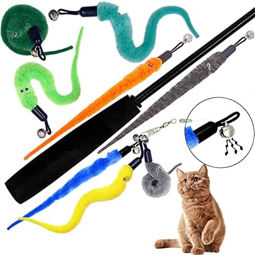TIENAILING Cat Toy Worm Refills, 12 Pieces | Interactive Cat Wand Attachments for Indoor Cats thumbnail 6