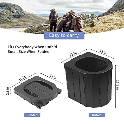 Zinyeme Portable Toilet for Camping, Folding Commode Bucket with 12 Bags & Carry Bag, 400 lb Capacity | Outdoor Travel Restroom thumbnail 2