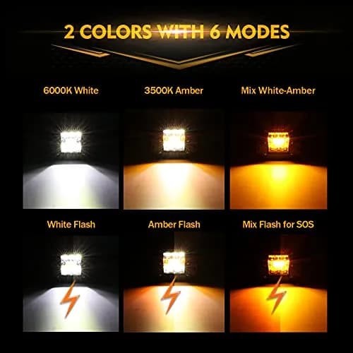 Auxbeam 5 Inch Pod Lights 72W White Amber Strobe Offroad Flush Mount Light | 6 Modes, IP68, Aluminum thumbnail 2