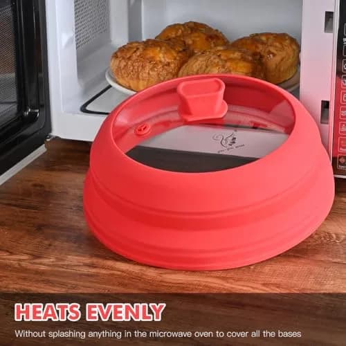 GLOU-GLOU GOOSE GGG Microwave Splatter Cover Glass Lid 10.8 inch | Collapsible Silicone, Tempered Glass, Anti-Scald Handle thumbnail 8