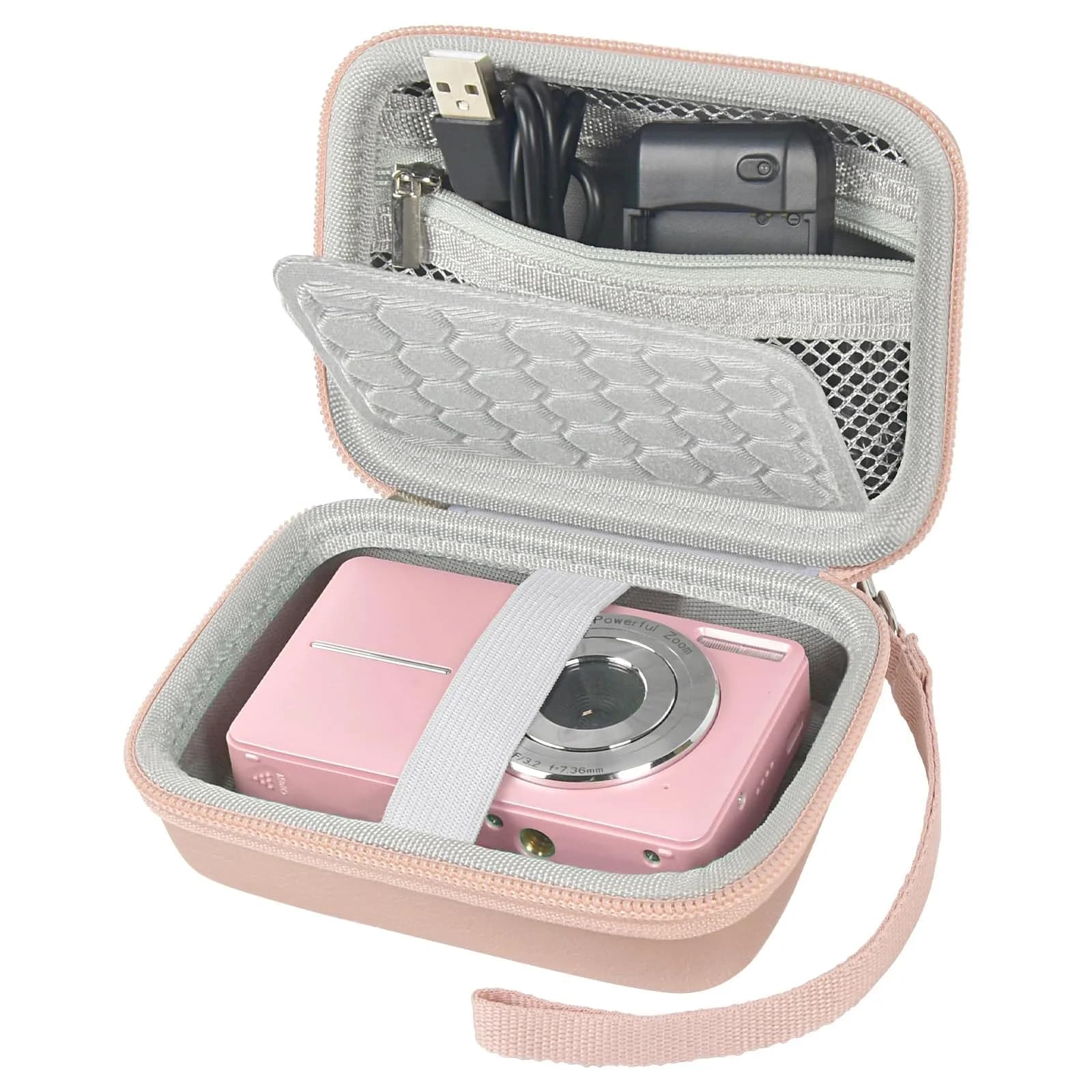 Boobowl Camera Case for Kodak PIXPRO FZ55/FZ45 & CAMKORY Cameras | Pink, 11.7cm x 7.5cm x 6.5cm (4.6" x 3" x 2.5") — Rose Gold