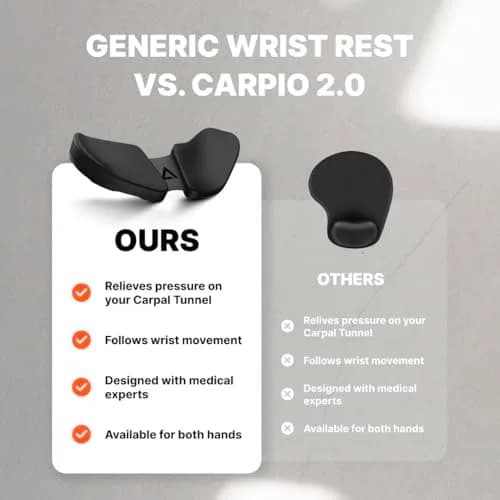 DELTAHUB Carpio 2.0 - Left-Handed Ergonomic Wrist Rest for Mouse, Pain Relief, Anti-Fatigue, Small, Black thumbnail 6