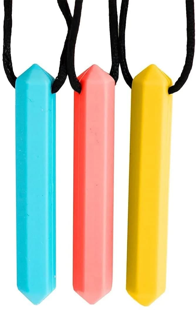 Tilcare Chew Chew Pencil Sensory Necklace 3 Set | Calming Silicone Chewy Toys for Kids & Adults