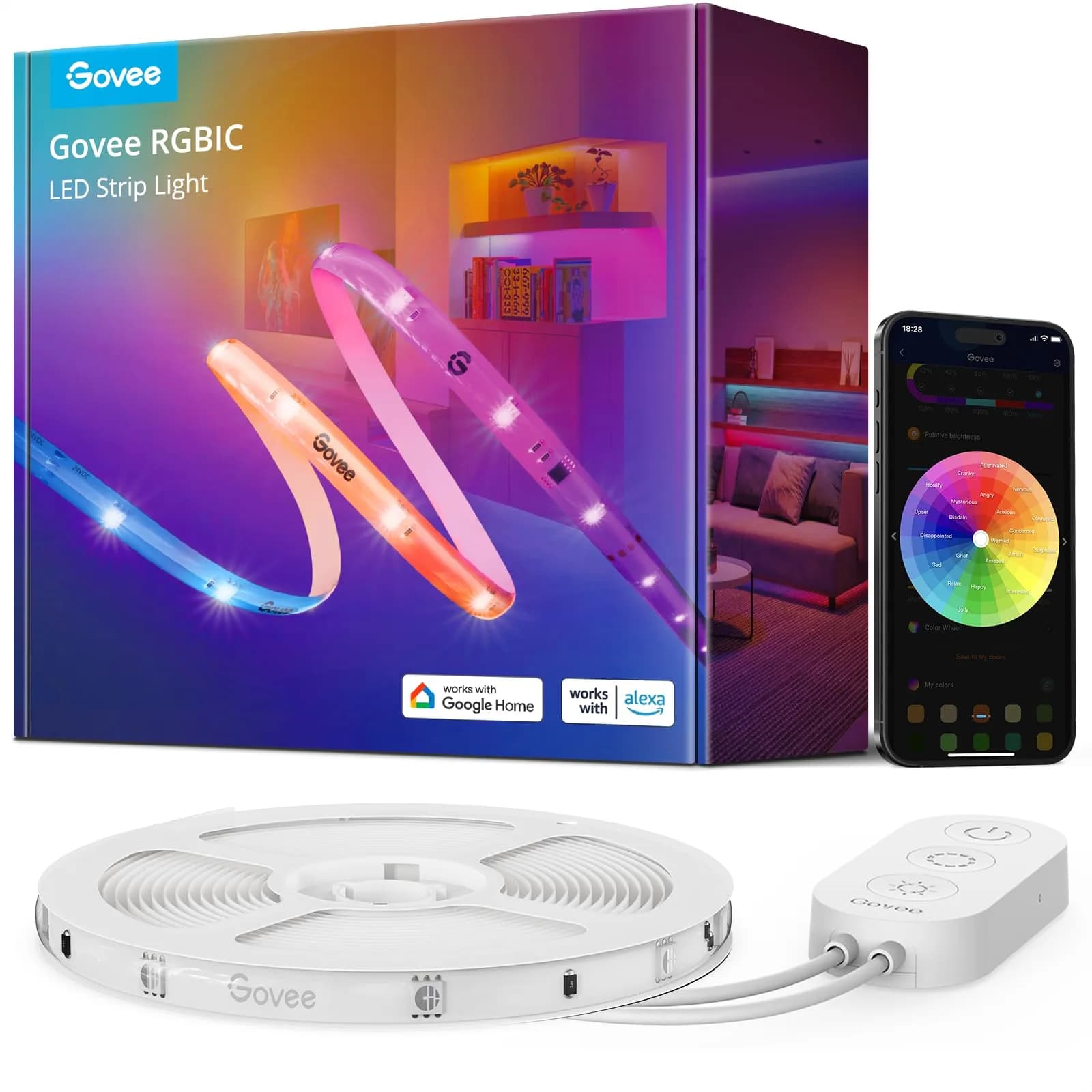 Govee RGBIC LED Strip Lights 65.6ft (20m) | Smart WiFi & Bluetooth Control for Alexa & Google Assistant — 32.8ft