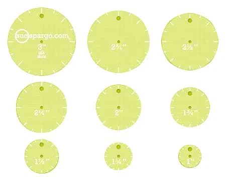 Sue Spargo Circles Easy Creative Stitching Templates Set - 9 Piece Set, 1"-3" Diameters | Classic Quilting & Sewing Tools - main product image