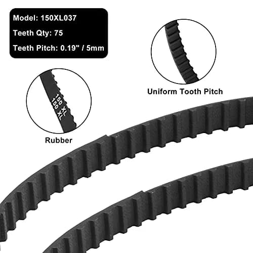 Qjaiune 2Pcs 150XL037 Timing Belt 75T 10mm | Neoprene, Nylon, Glass Fiber Drive Belt thumbnail 4
