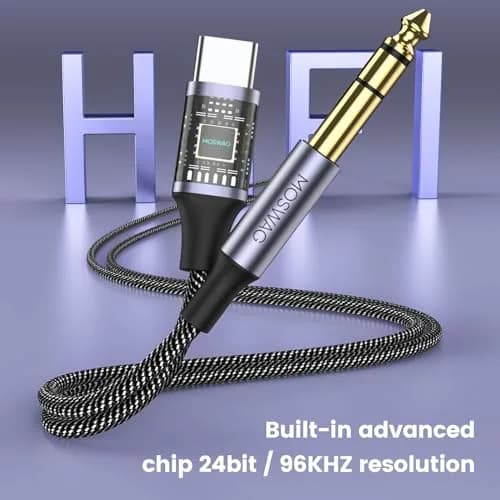 MOSWAG USB-C to 6.35mm 1/4" TRS Stereo Audio Cable 1m (3.28ft) | Hi-Fi Sound Quality for Playback Only thumbnail 6